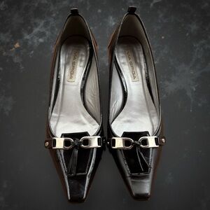 Via Spiga Italian Black Patent Leather Low Heels